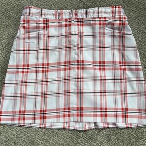 IZOD Perform X Golf Skort Skirt Stretch Size 2 Red/White/Black Plaid EUC